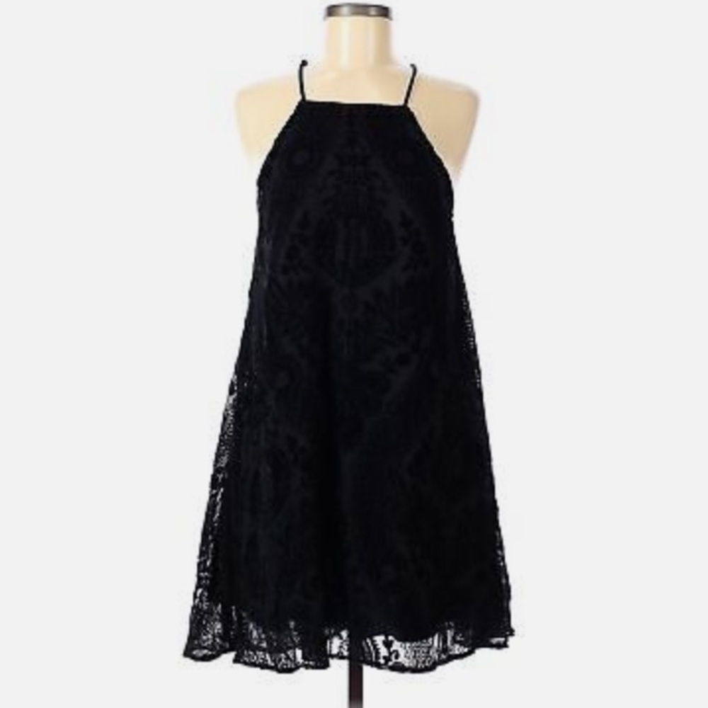 Francesca’s small A-line mini crushed velvet Bohemian witchycore print dress